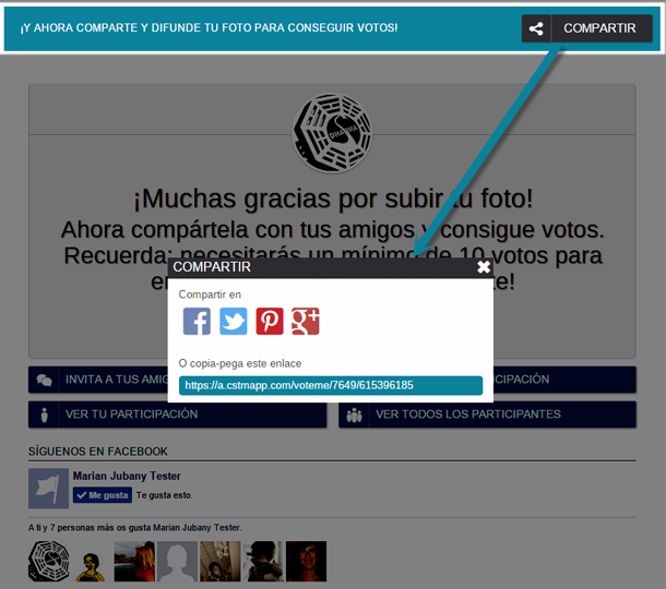 Mensaje compartir