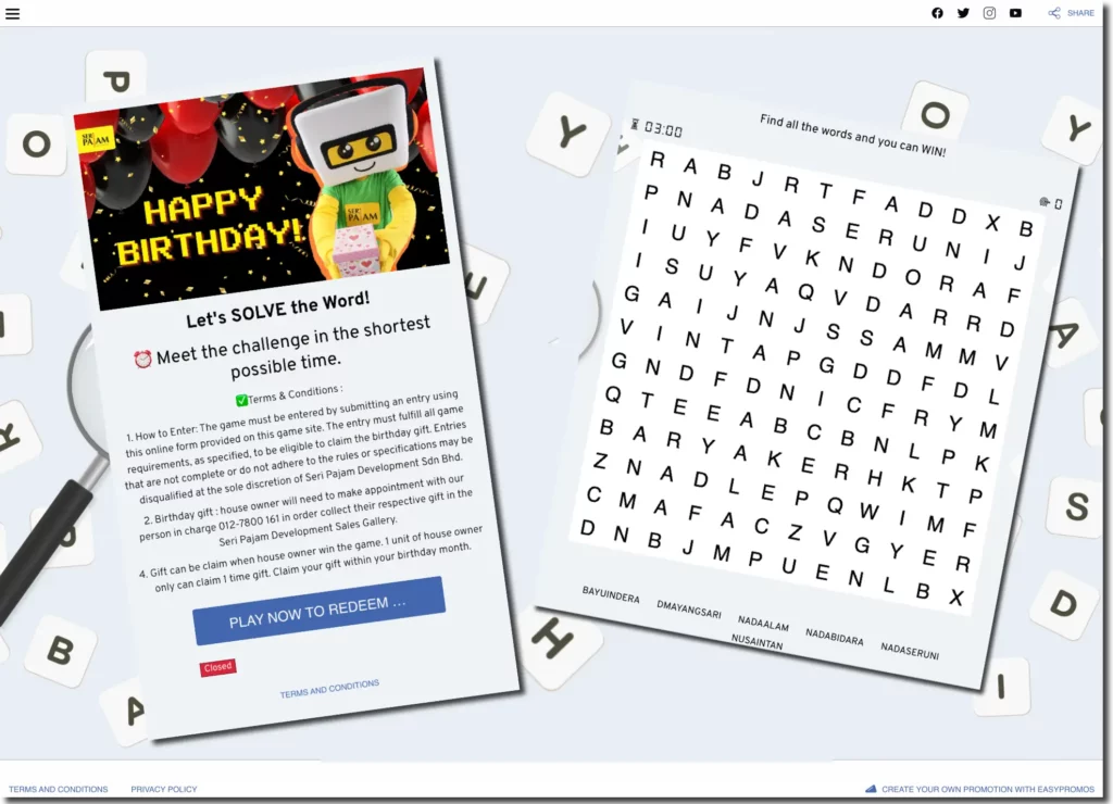 sweepstakes examples Gamified promotion