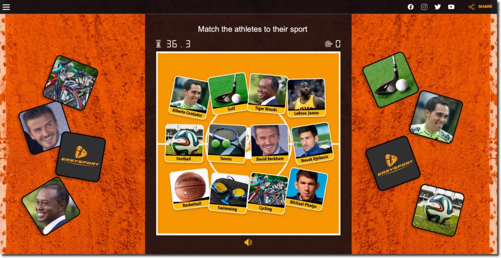 Match the athletes to their sport