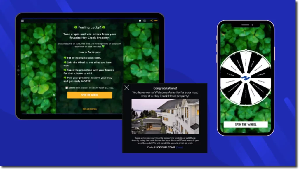 St Patrick's Day Promotions prize wheel example from Hai Hotels