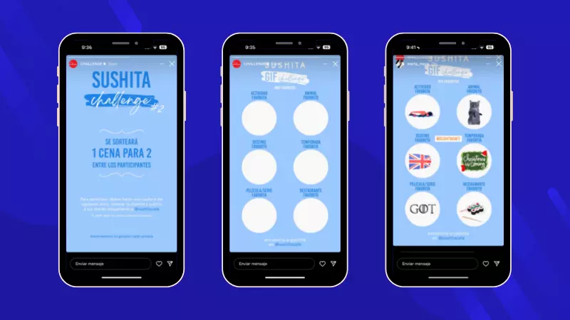 Ejemplo de sorteo de menciones en Stories de Sushita