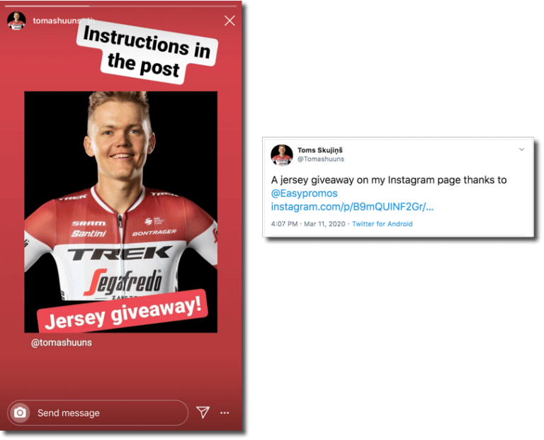 sorteo en Instagram de un deportista foto 4