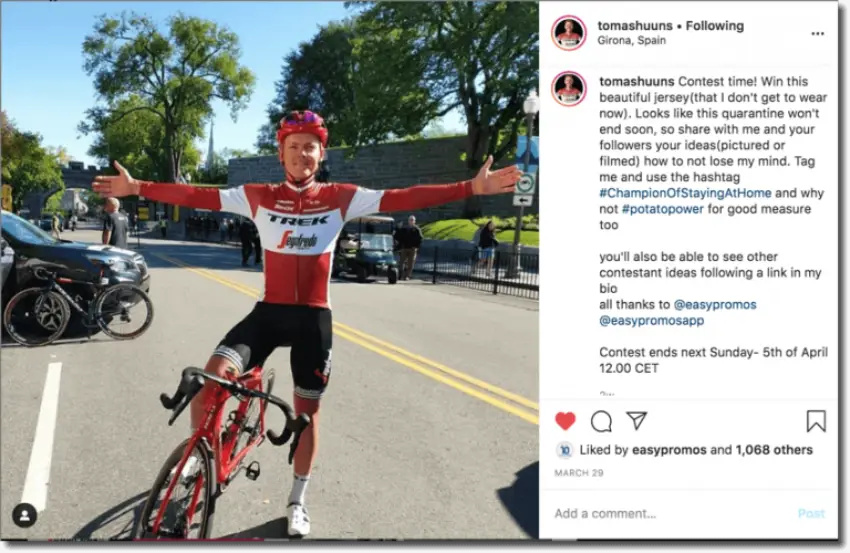 sorteo en Instagram de un deportista foto 3