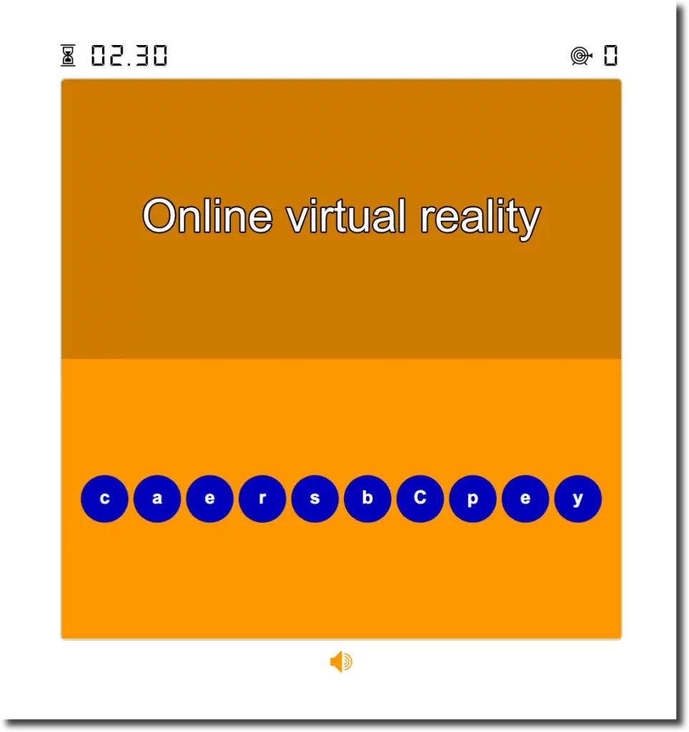 Word Shuffle example with clue