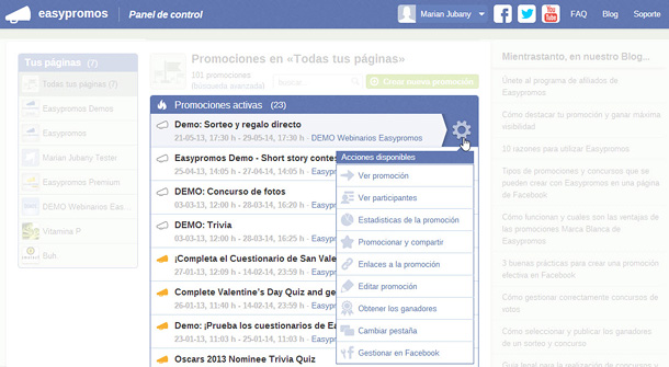 Easypromos - Gestion promociones
