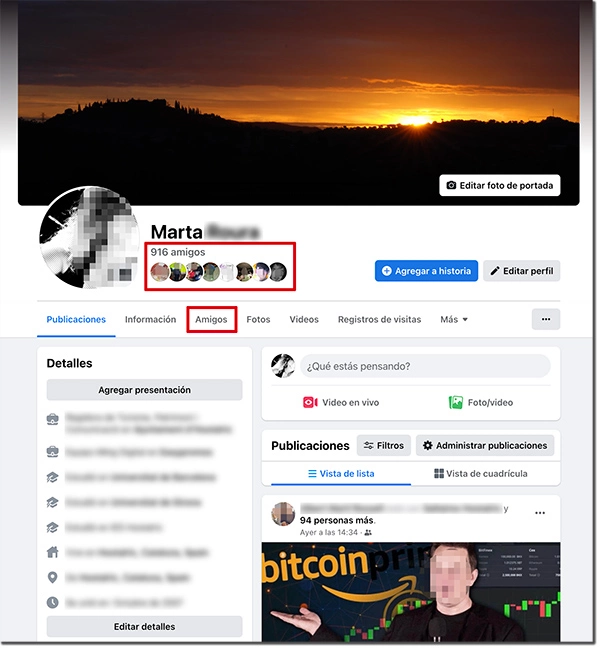 ver quién te sigue en Facebook (ordenador)