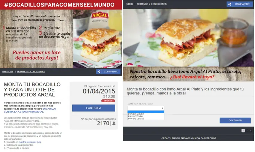 argal concurso bocadillos recetas