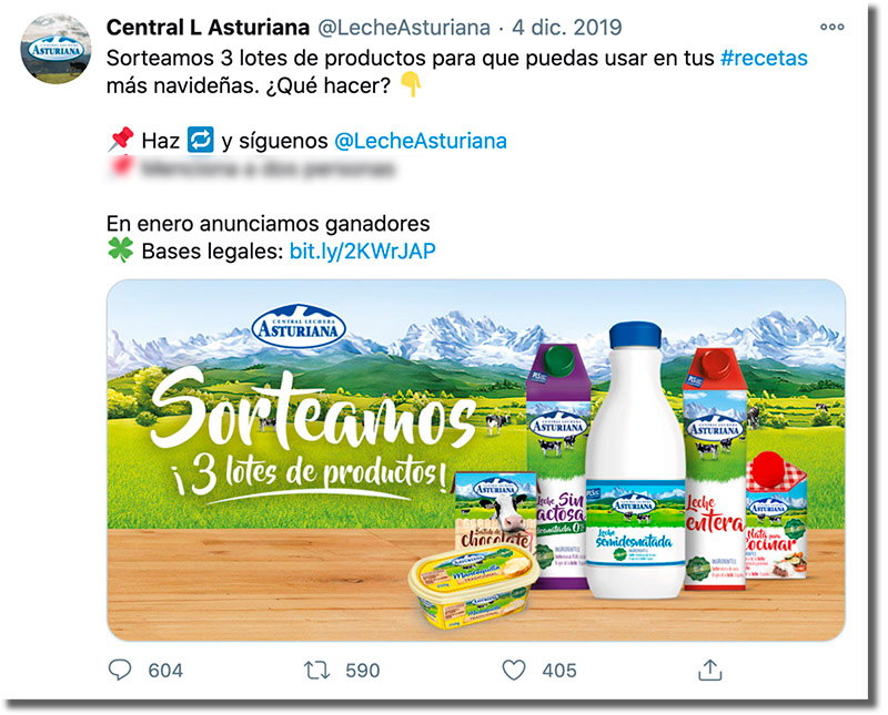 marketing navideño en Twitter de Central Lechera Asturiana