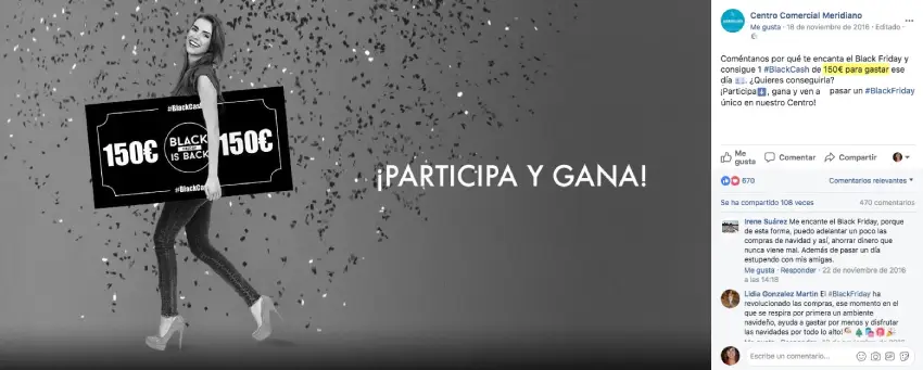 ejemplo de sorteo de black friday