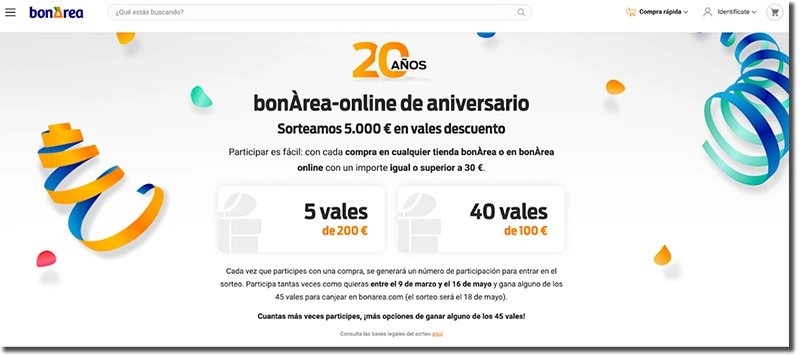 sorteo por el aniversario de la tienda online de bonÀrea