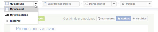 Easypromos - Gestionar cuenta