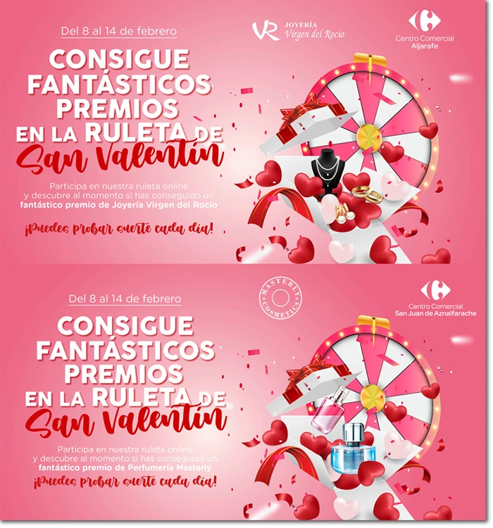 campaña de san valentín con ruletas online para regalar premios