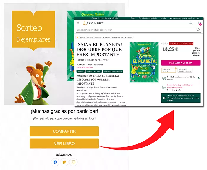 Ejemplo de sorteo con registro relacionado con el día de la tierra