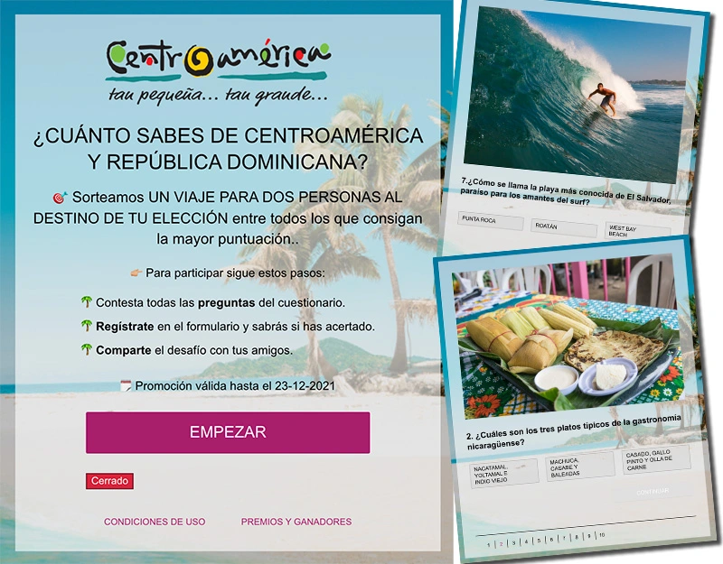 ejemplo de sorteo de un viaje