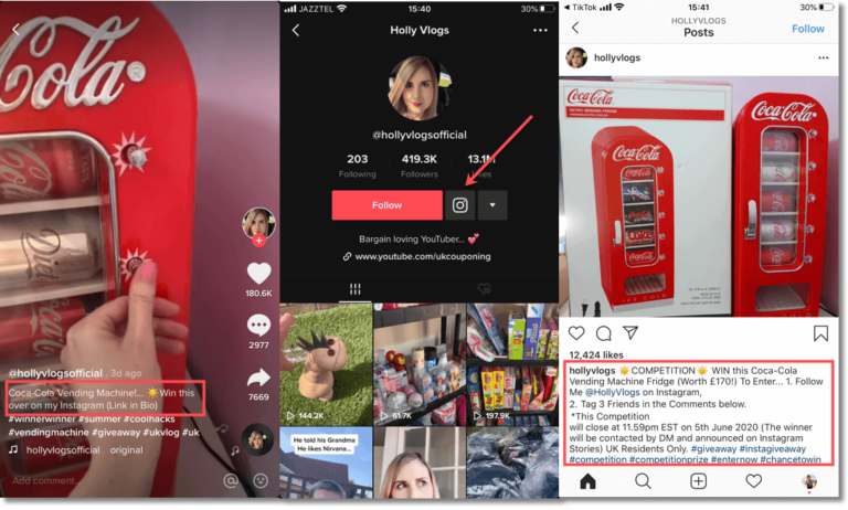 ejemplo de sorteo de verano en TikTok