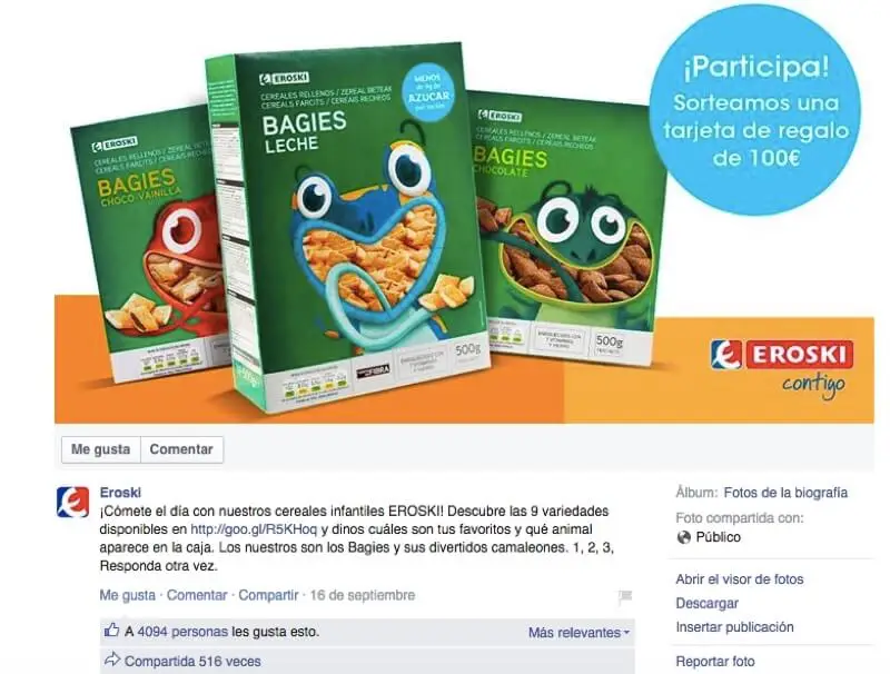 concurso facebook eroski ejemplo