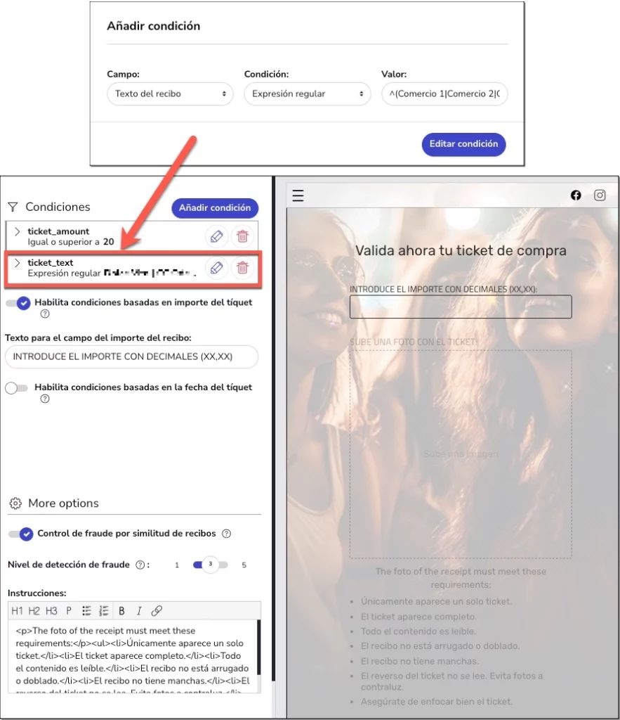 validar ticket compra por expresion regular