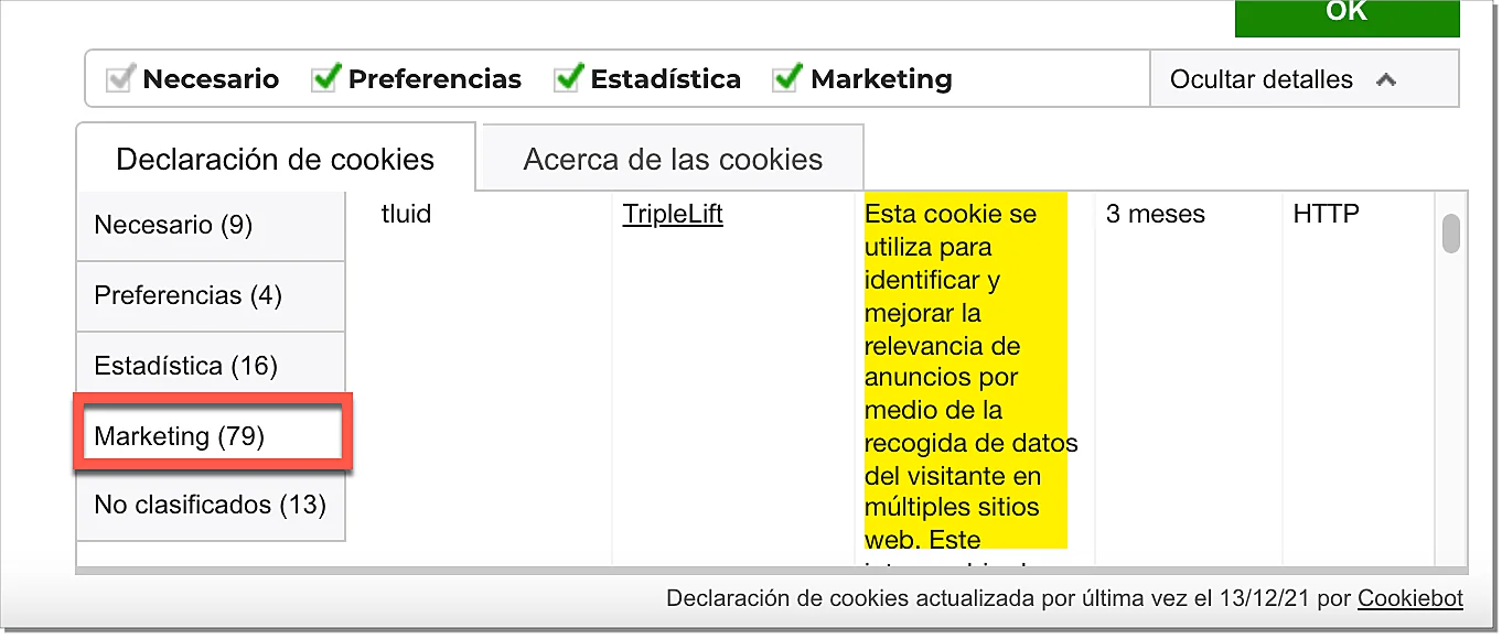 cookies marketing terceros - third party cookies