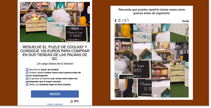 ejemplo de promoción interactiva de Coolkid