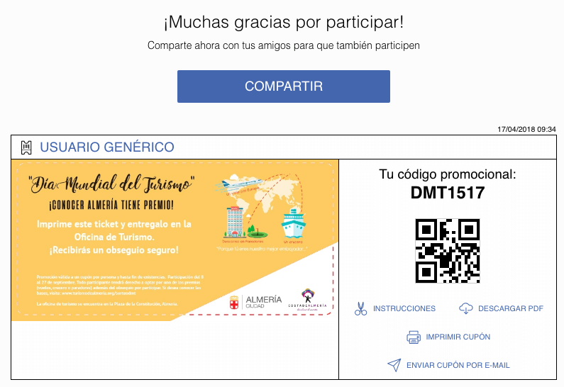 Acción para promocionar una ciudad con códigos promocionales
