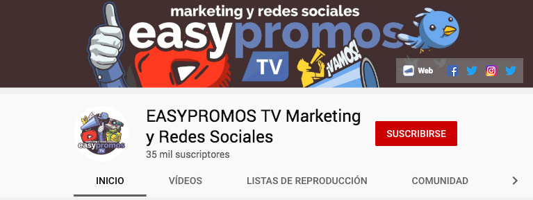 ejemplo canal de influencer - Easypromos TV