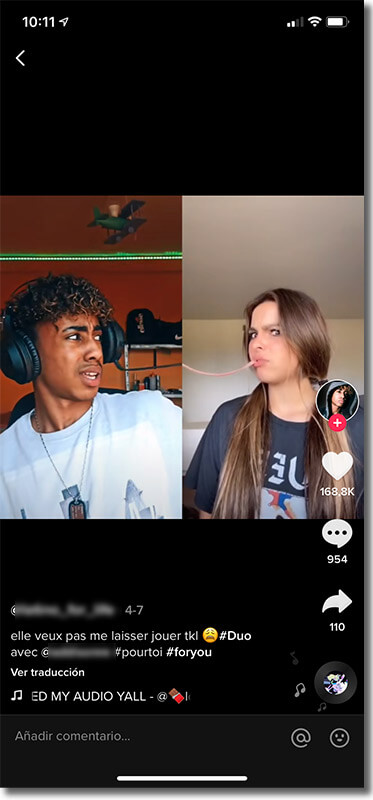 ejemplo dúo en TikTok
