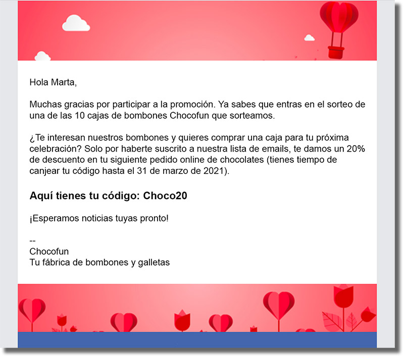 ejemplo de email de bienvenida