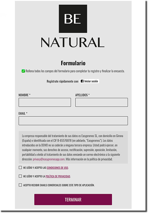 ejemplo de formulario de registro de una encuesta