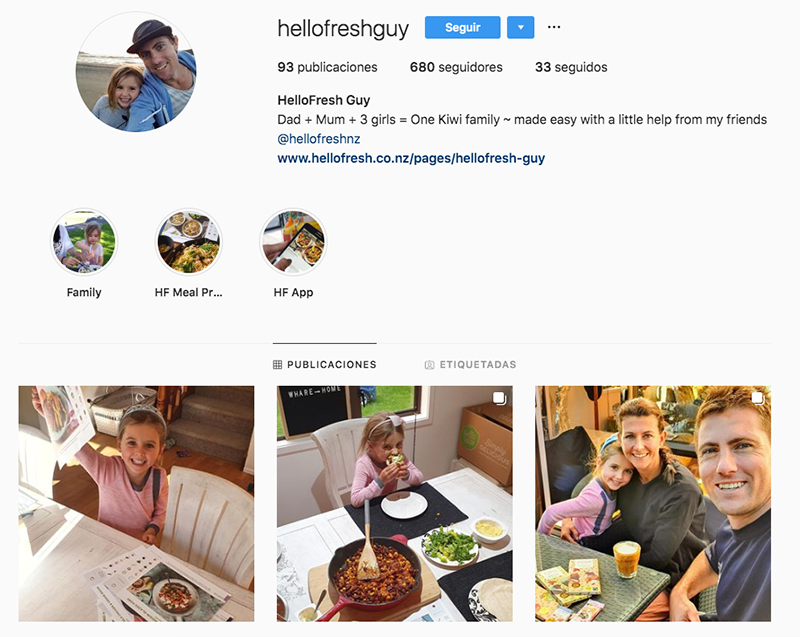 ejemplo de influencer HelloFresh Guy