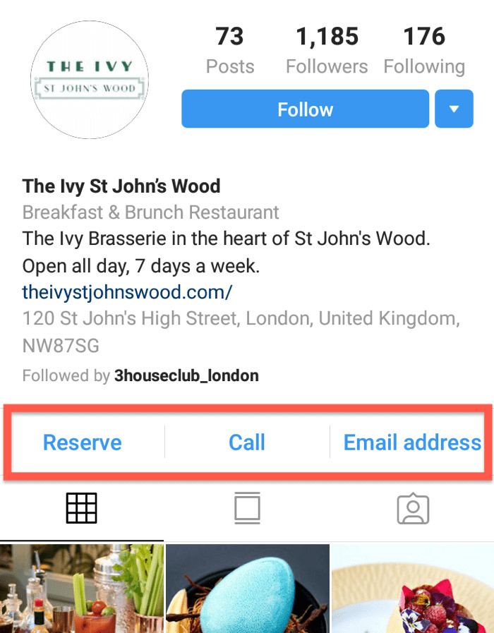 formas de compartir enlaces en Instagram: botones de acción