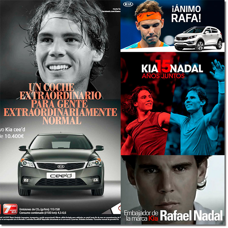 ejemplo de colaboración entre marca y prescriptor conocido - Kia y Rafa Nadal
