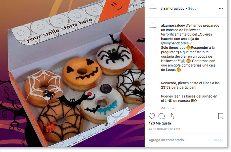 ejemplo de sorteo de Halloween en Instagram de Alzamora Alcoy