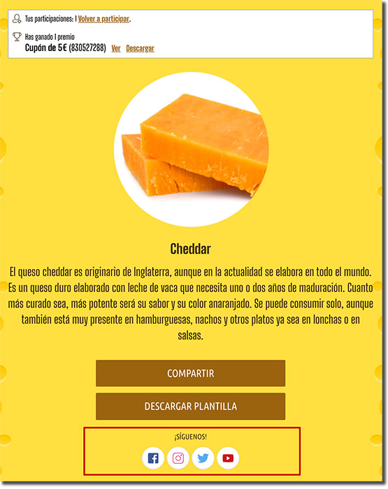 ejemplo de página de muchas gracias de un recomendador de productos