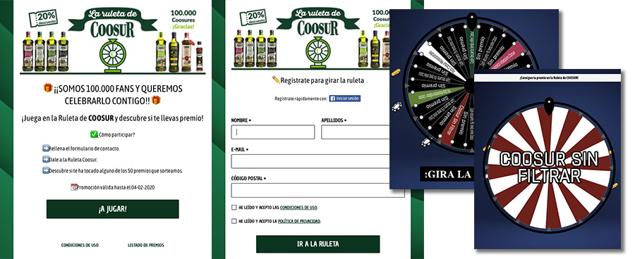 ejemplo de ruleta de premios para fidelizar de COOSUR