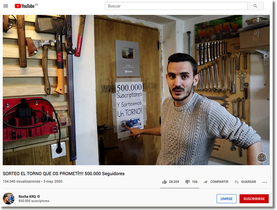 ejemplo de sorteo en youtube para aumentar las visualizaciones de un vídeo