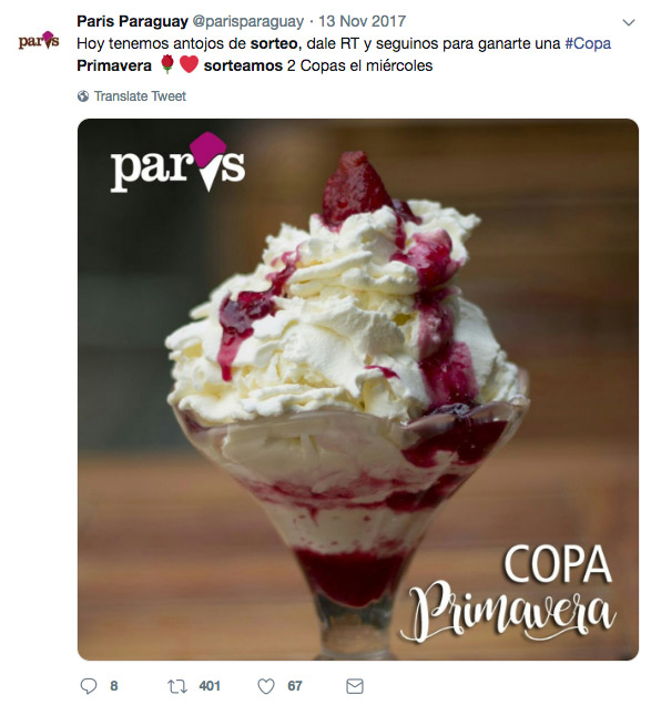 ejemplo de sorteo de primavera en twitter