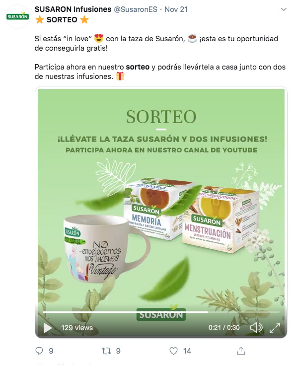ejemplo de vídeo para promocionar un sorteo en twitter