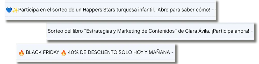 ejemplos de asuntos de newsletters de promociones