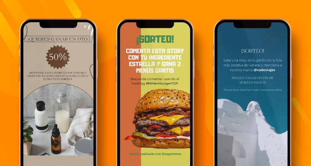 Ejemplos de sorteos en Instagram Stories