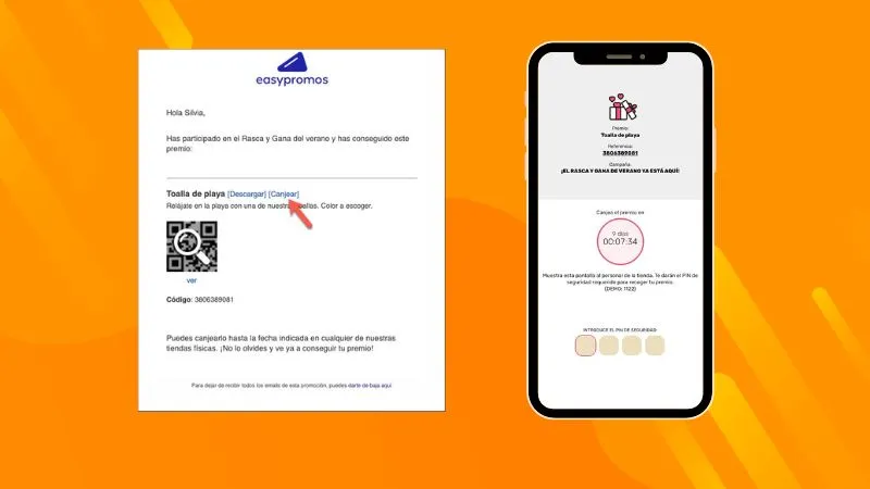 email including the redemption link