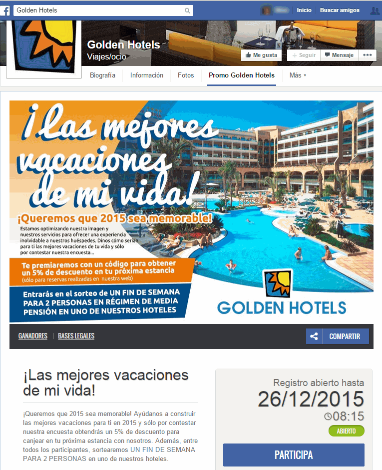 encuesta hotel página de Facebook