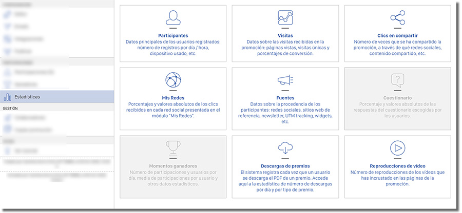 Estadísticas de las promociones Easypromos