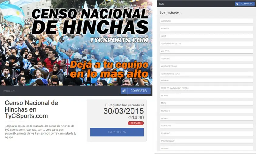 evento deportivo online hinchas argentina