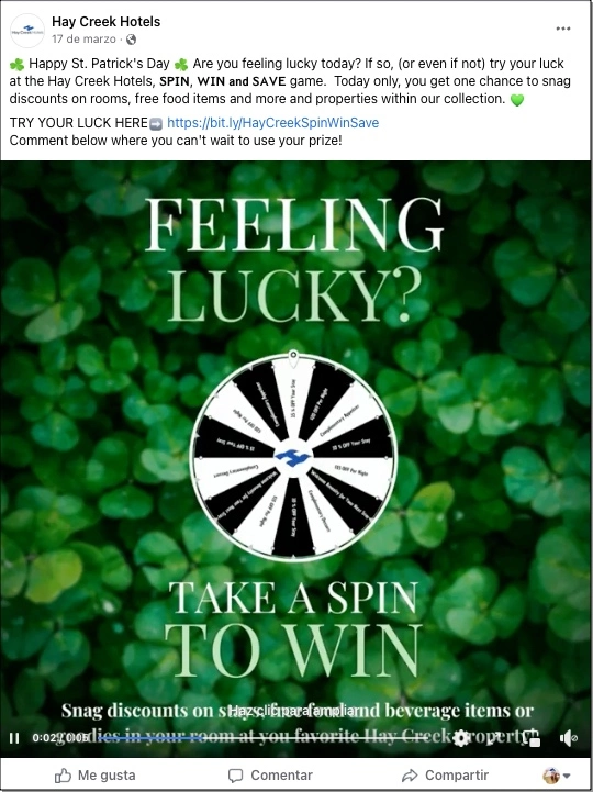 comunicación facebook sobre campaña con ruleta
