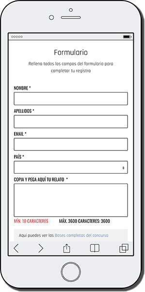 ejemplo de formulario de registro de un concurso de relatos