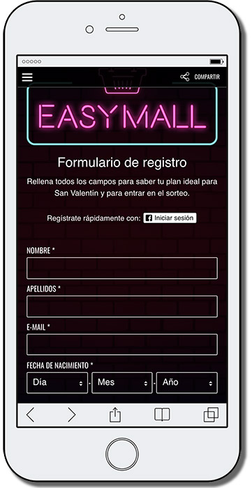 formulario de registro de un test de san valentín