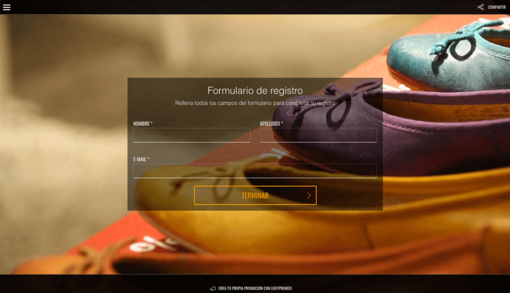 formulario sorteo registro app