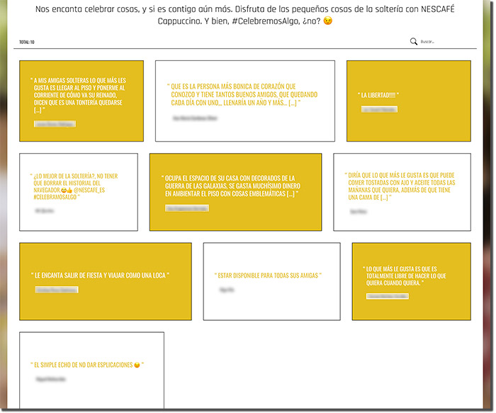 ejemplo de una galería con los textos participantes a un concurso