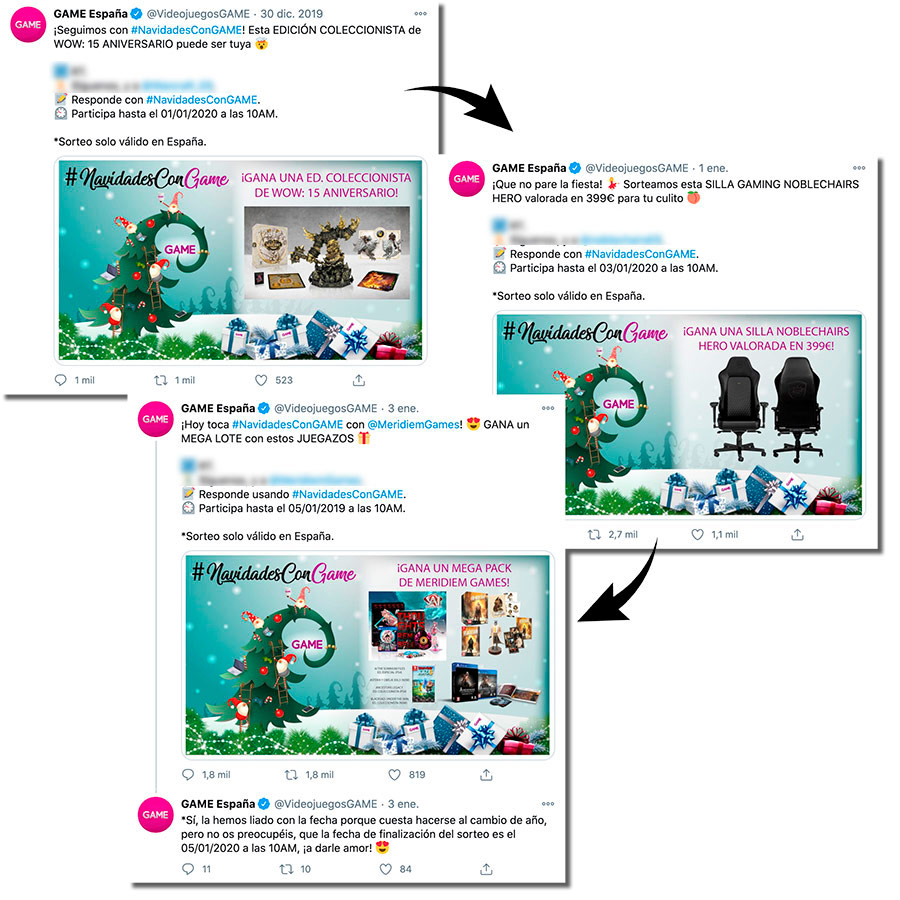 Marketing navideño: ejemplos de sorteos de Navidad en Twitter 1 ejemplos de sorteos de Navidad en Twitter de GAME