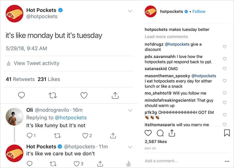 ejemplo de humor contradictorio en redes sociales